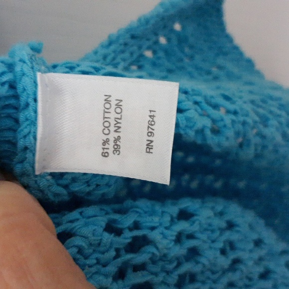 J.Jill Open Crochet Sweater 3/4 Sleeve Pullover Knit Tunic Open Stitch Top sz S - Picture 6 of 6